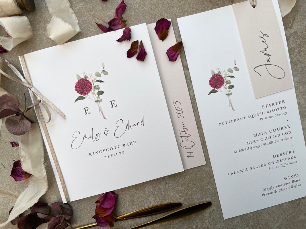 Floral wedding invitations Cotswolds