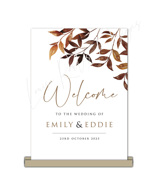 Welcome sign, autumn leaves