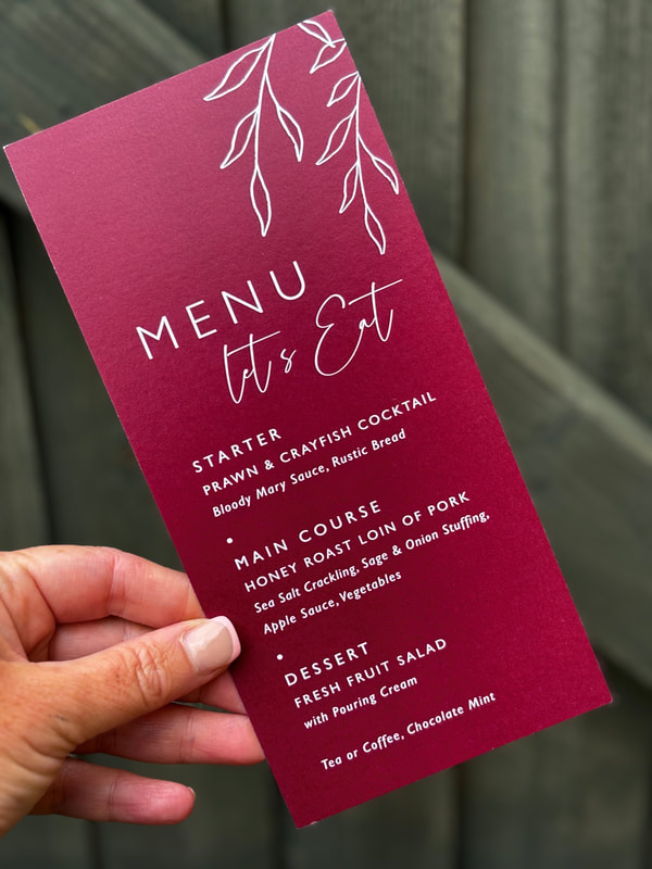 Burgundy wedding menu