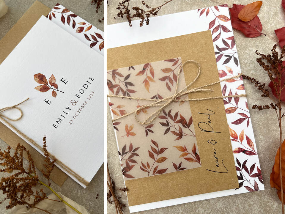 Autumn wedding invites, Rustic wedding invitations