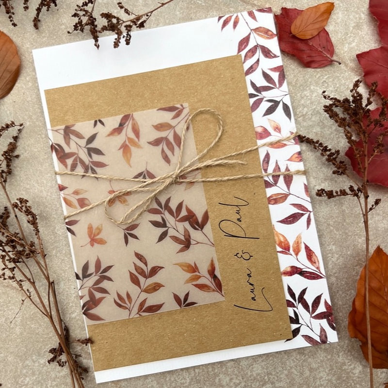 Autumn wedding invites, wedding invitations, vellum