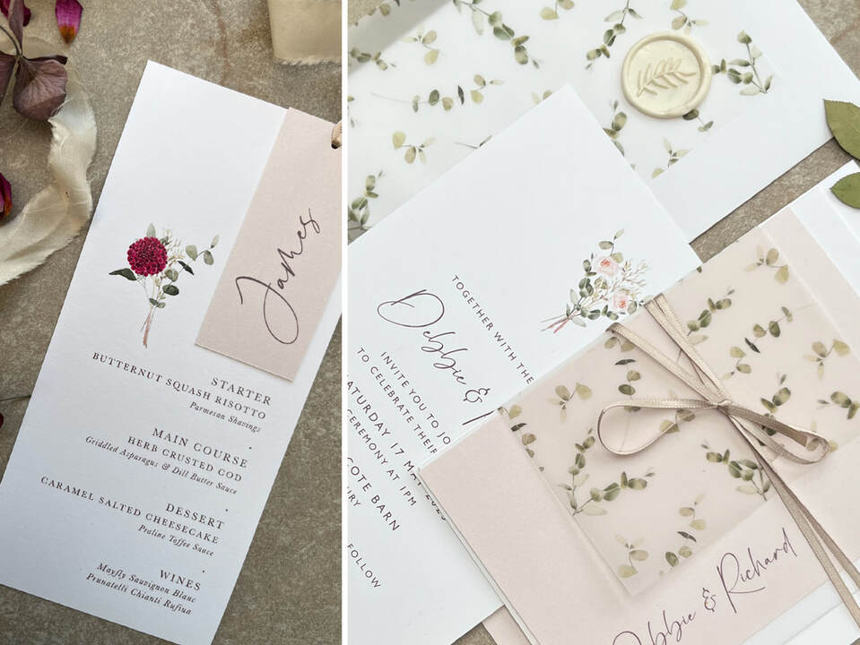 Floral wedding invitations, Bespoke floral wedding stationery, wedding invites