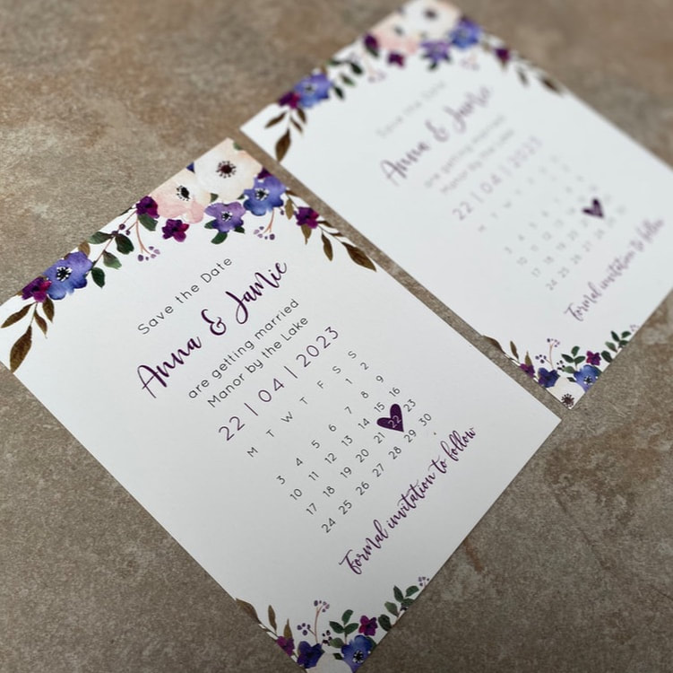 lilac save the date cards