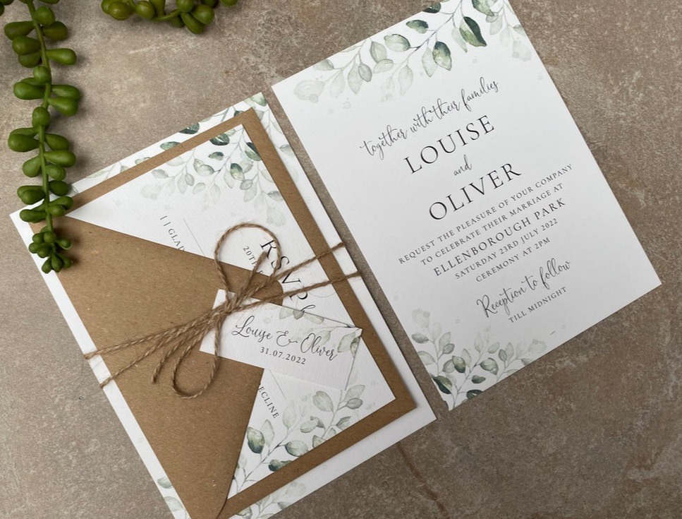 Bundles, Sage green, wedding invitations, leaves