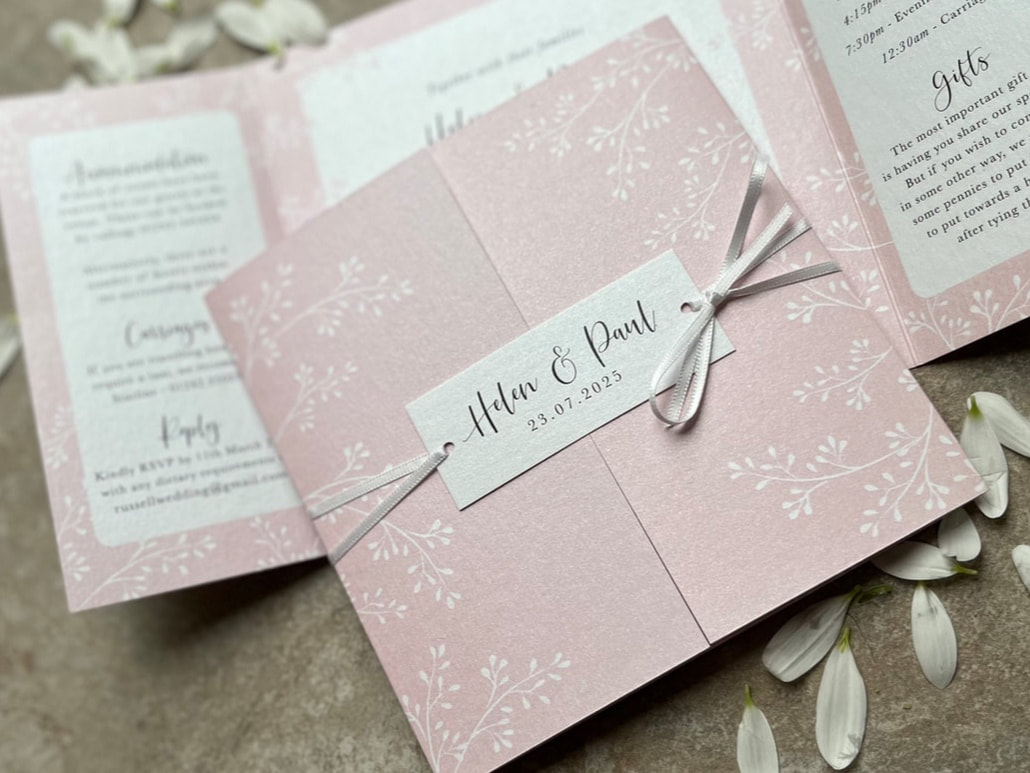 pink, blush pink, wedding invitations, leaves