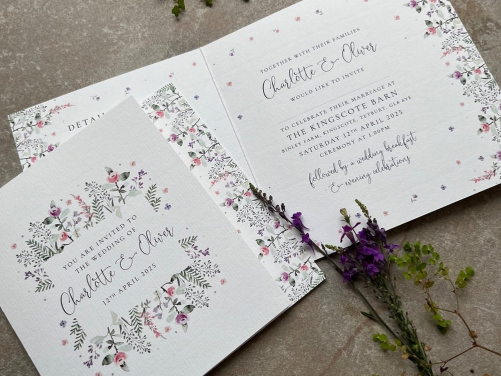 floral wedding invitations. Cotswolds