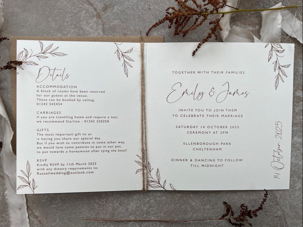 Rustic wedding invitations
