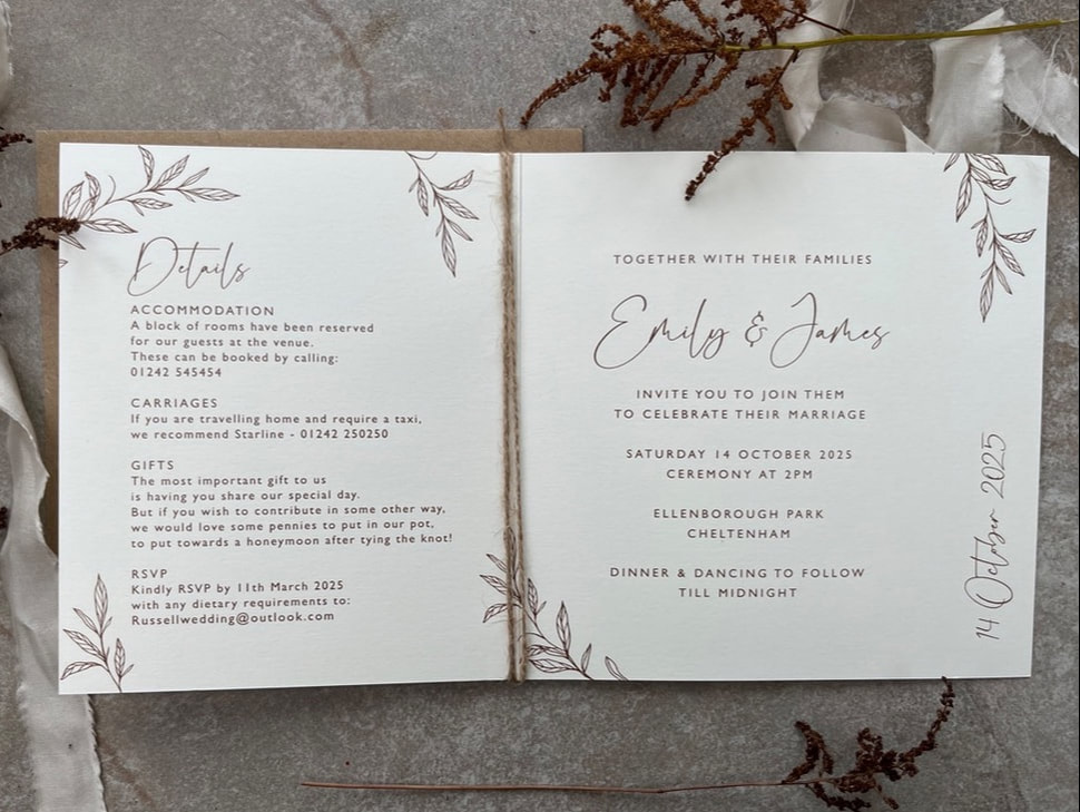 barn wedding, woodland wedding invites