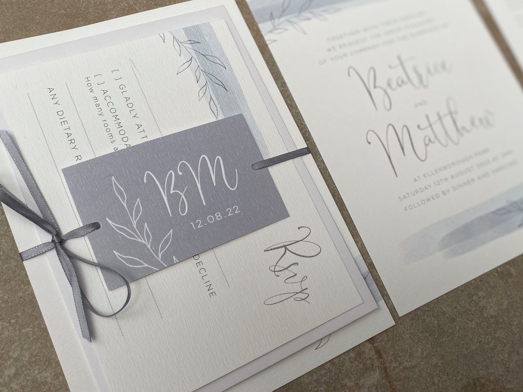 blue wedding invites