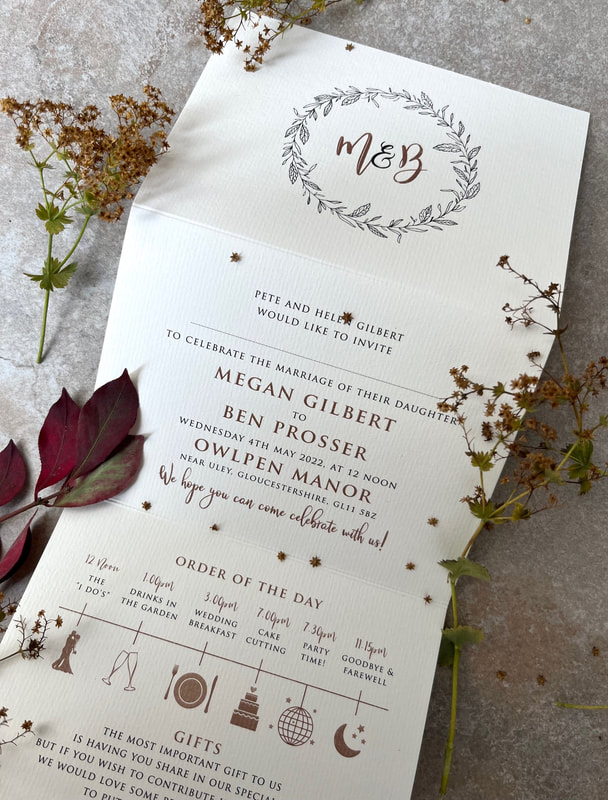 barn wedding, woodland wedding invites