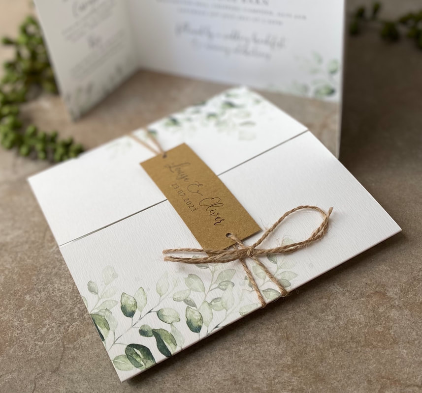Sage green, wedding invitations, leaves