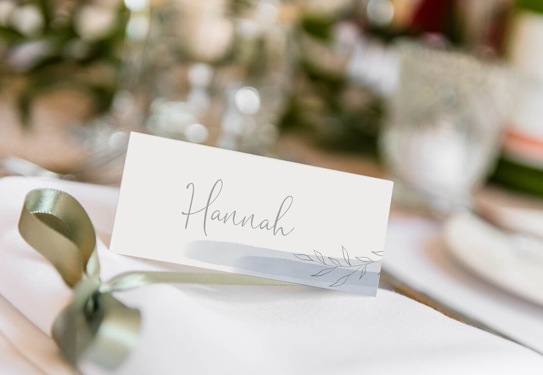 blue wedding place cards 