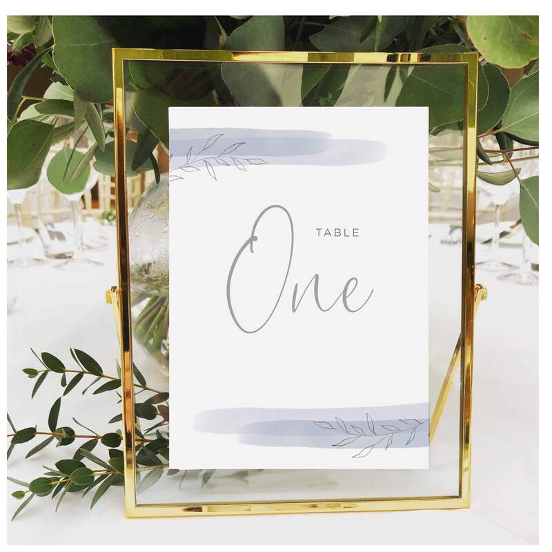 blue wedding table number