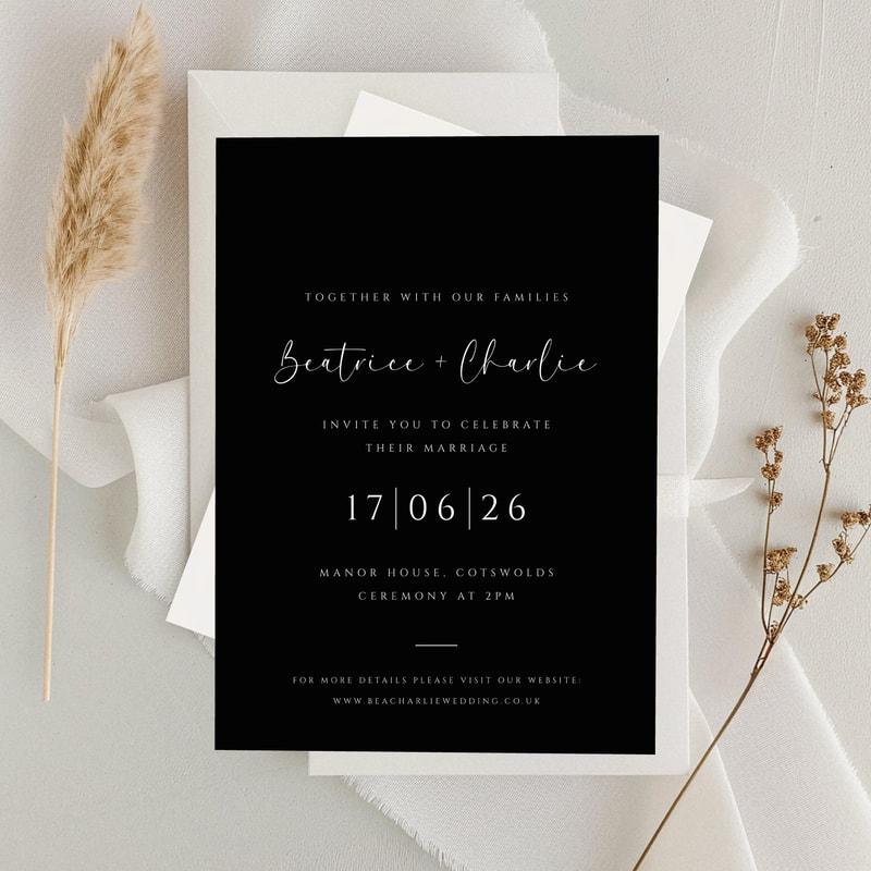 black and white wedding invites