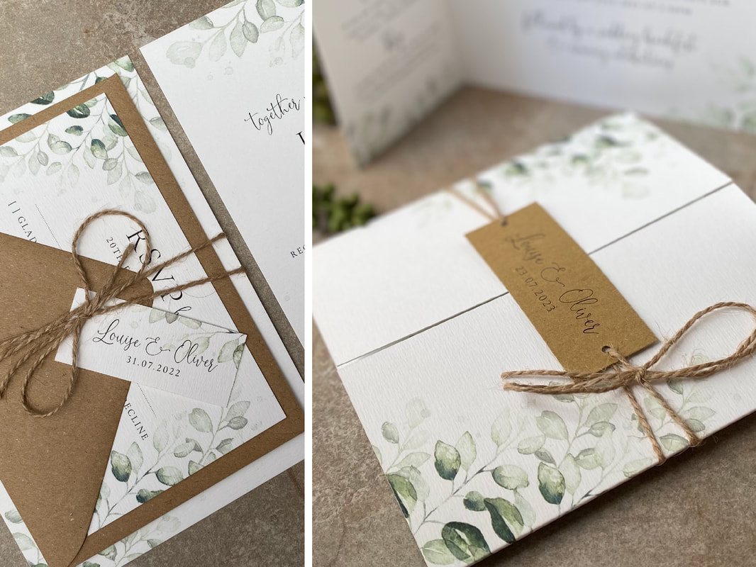 elegant, leaf wedding invites