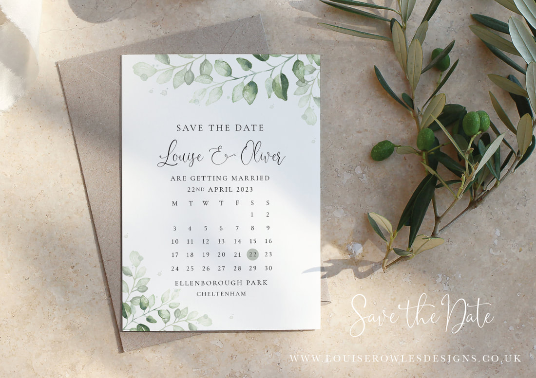 greenery, save the dates