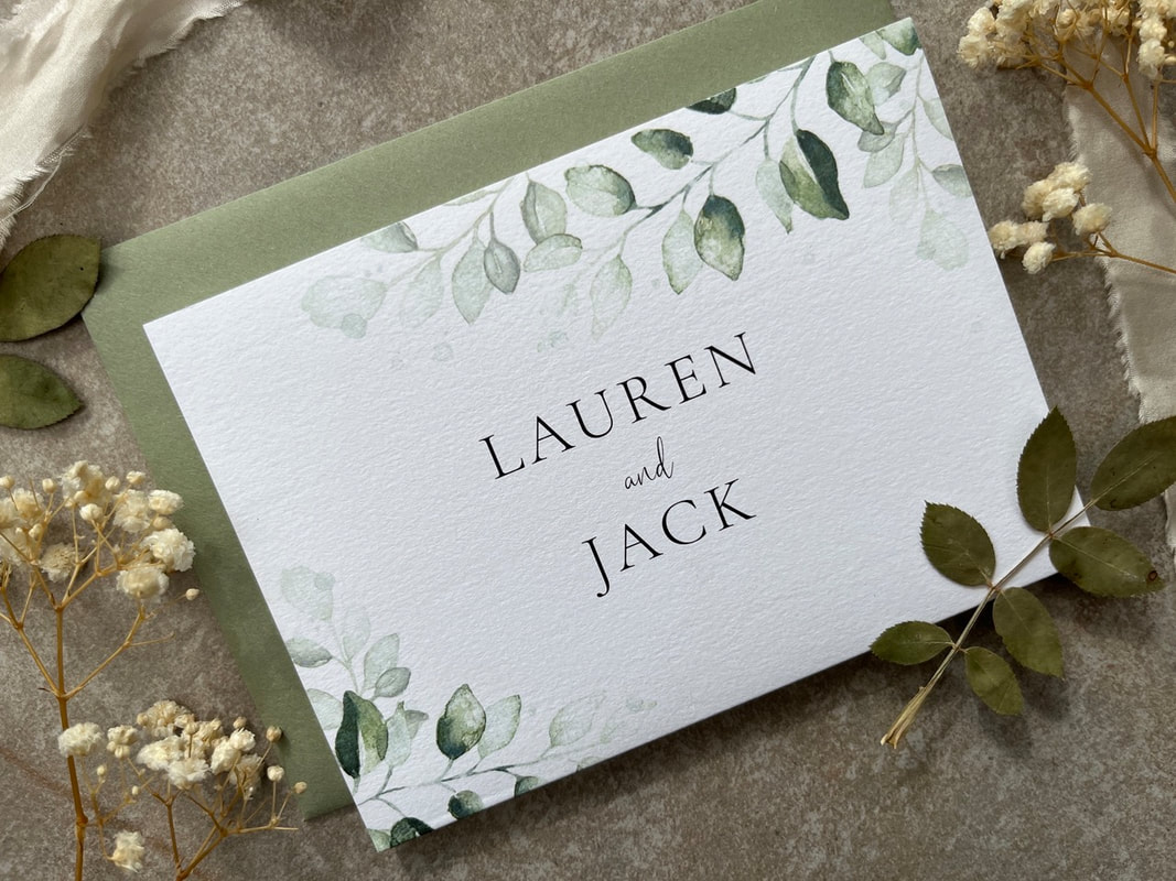 leaf, sage green, greenery, wedding invitations