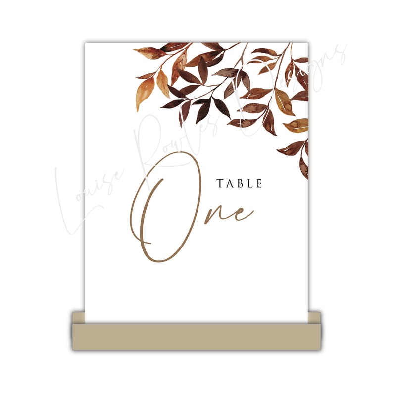 Autumn wedding invites, table numbers