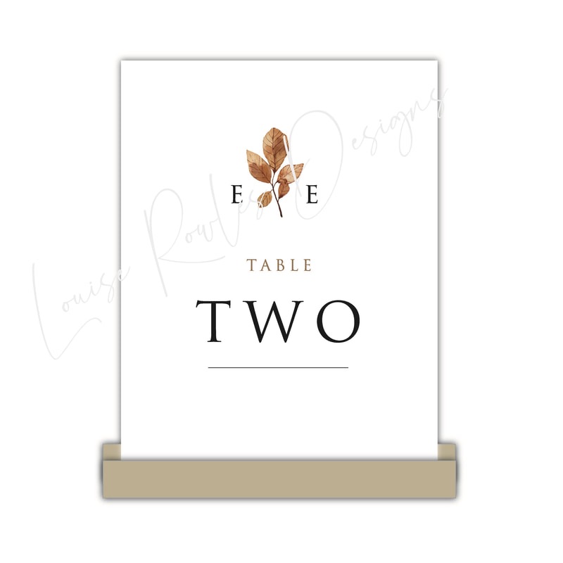 Autumn wedding invites, table numbers