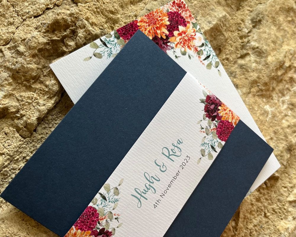 Autumn floral wedding invitations