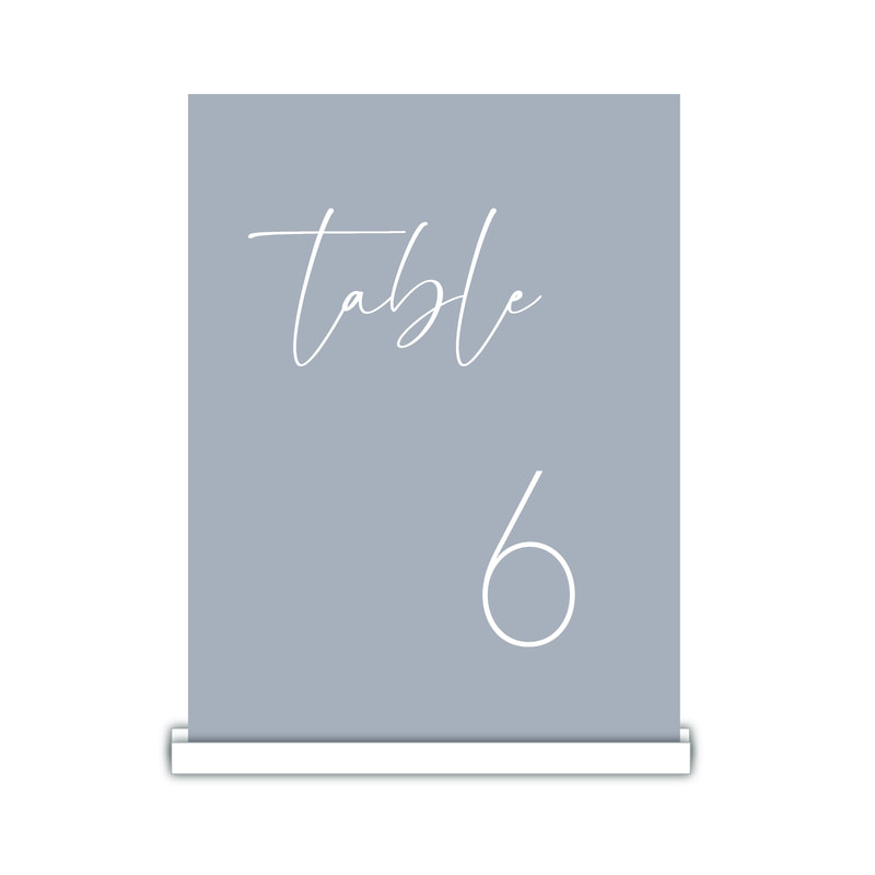 Blue wedding table number
