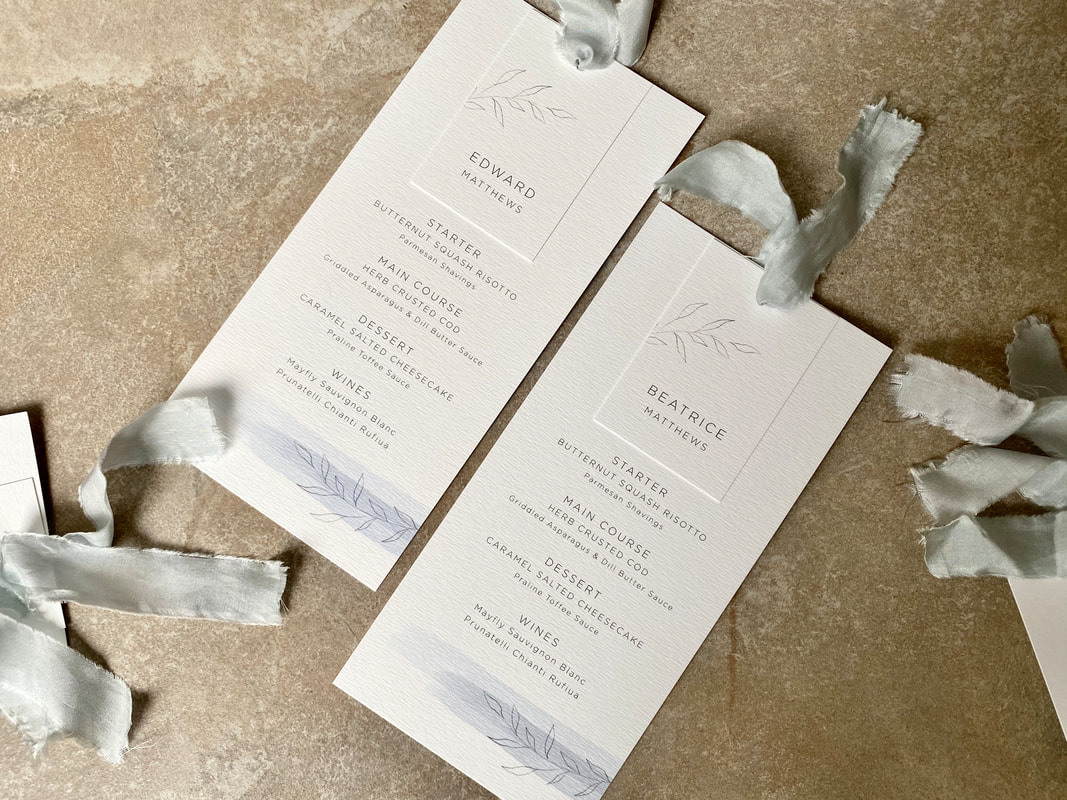 blue wedding menu