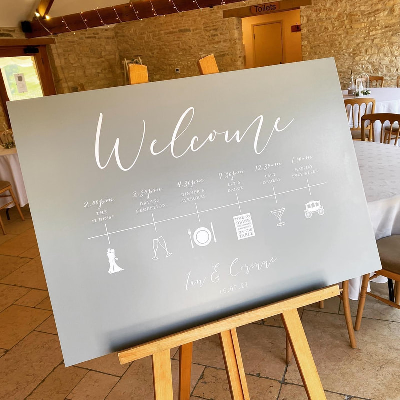 Table plan, Welcome sign, autumn leaves