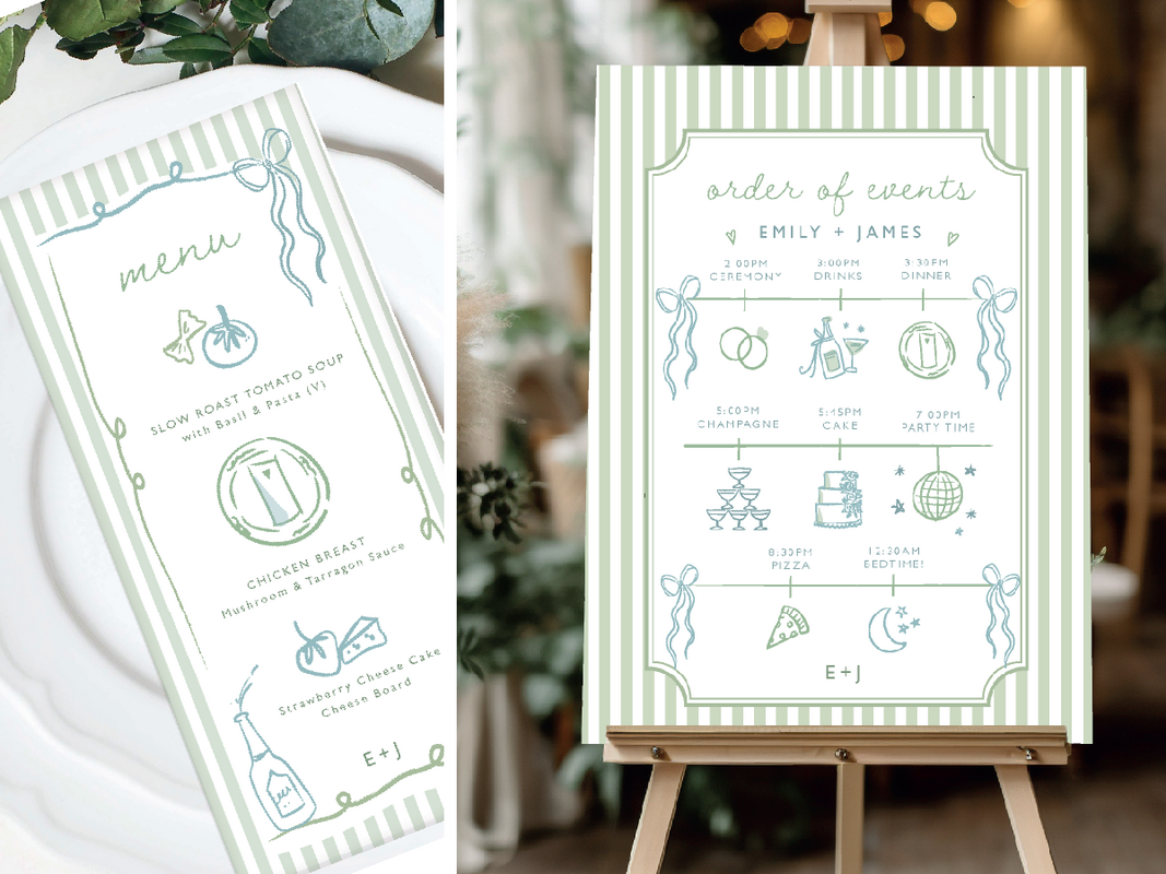 Minimalist wedding invitations in nude, blush pink, and sage green tones