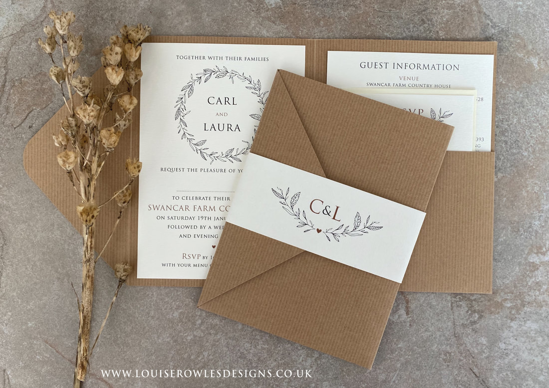 pocketfold Rustic wedding invitations